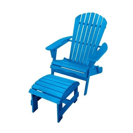 W HOME W Home SW1912SB-CHOT 63 in. Adirondack Chairs with Ottoman; Sky Blue SW1912SB-CHOT